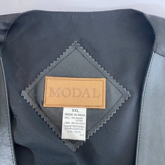 Modal Black Leather Vest Mens XXL Oklahoma State Snap Buttons Biker Western - Picture 7 of 8